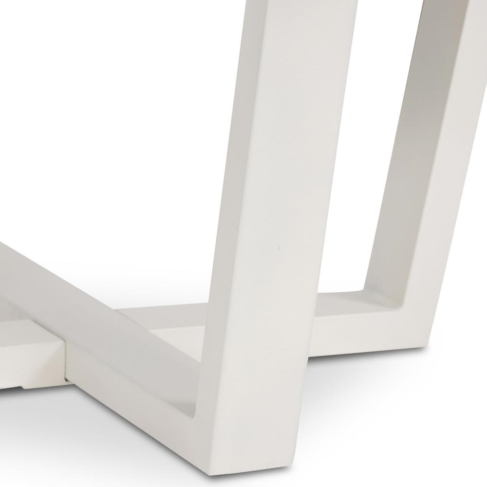 Maceo Industrial White Solid Stone Top Iron Outdoor Counter Table - 30"W|