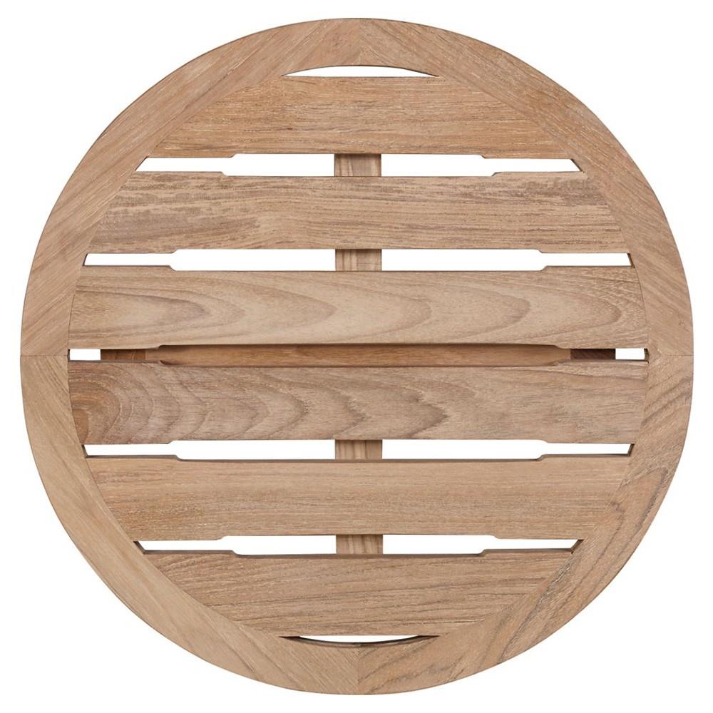 Eliora Coastal Beach Natural Teak Wood Outdoor Round Side Table|