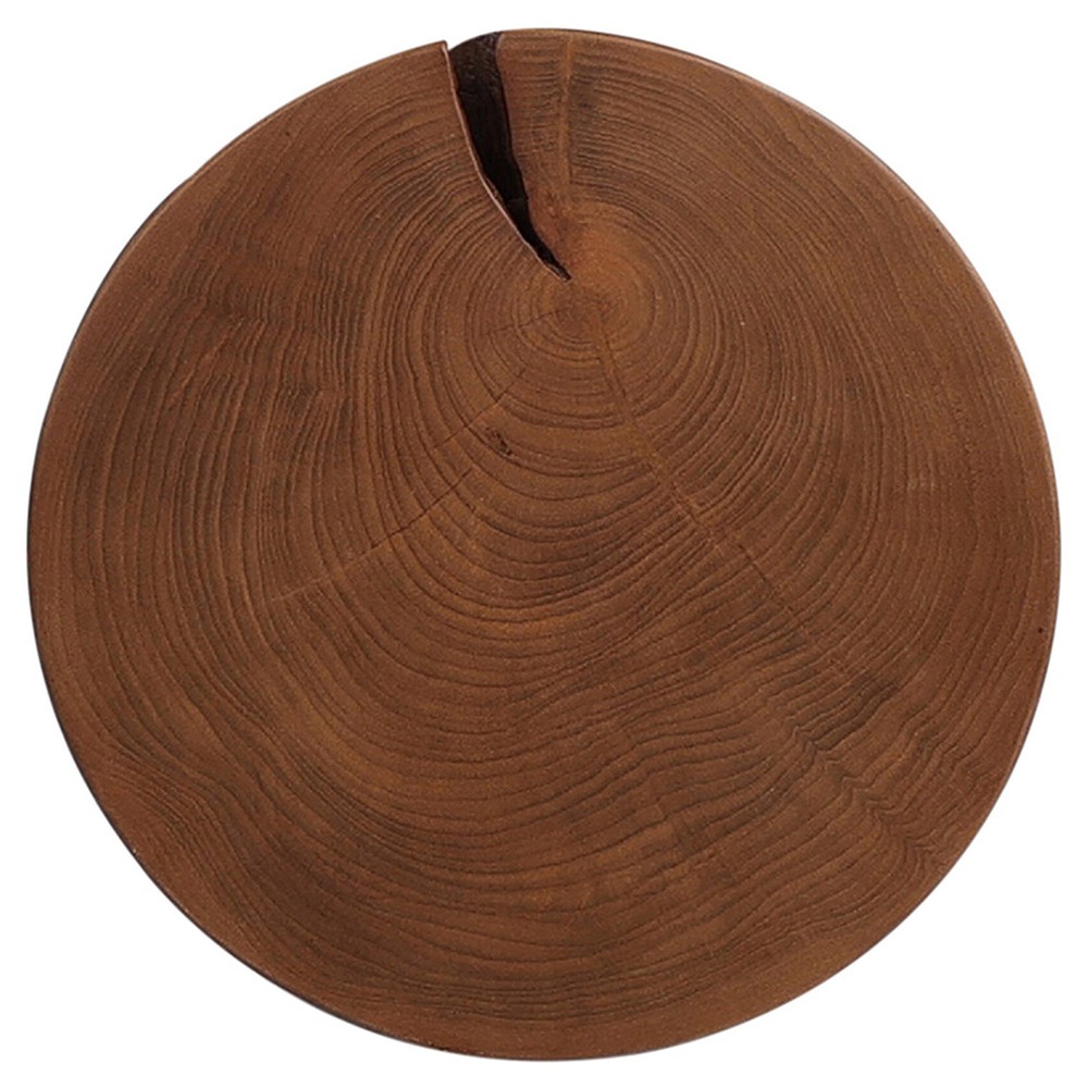 Janey Global Bazaar Natural Teak Wood Drum Outdoor Side End Table|