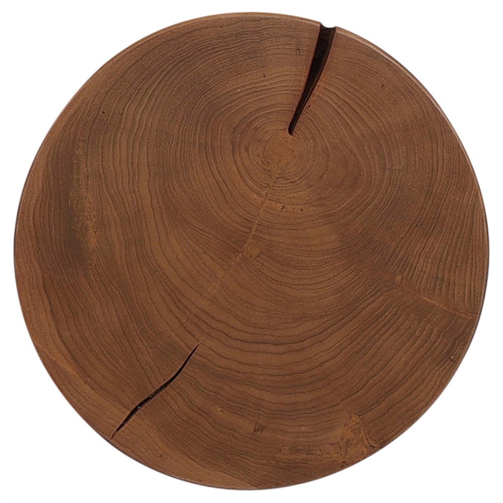 Janey Global Bazaar Natural Teak Wood Drum Outdoor Side End Table|