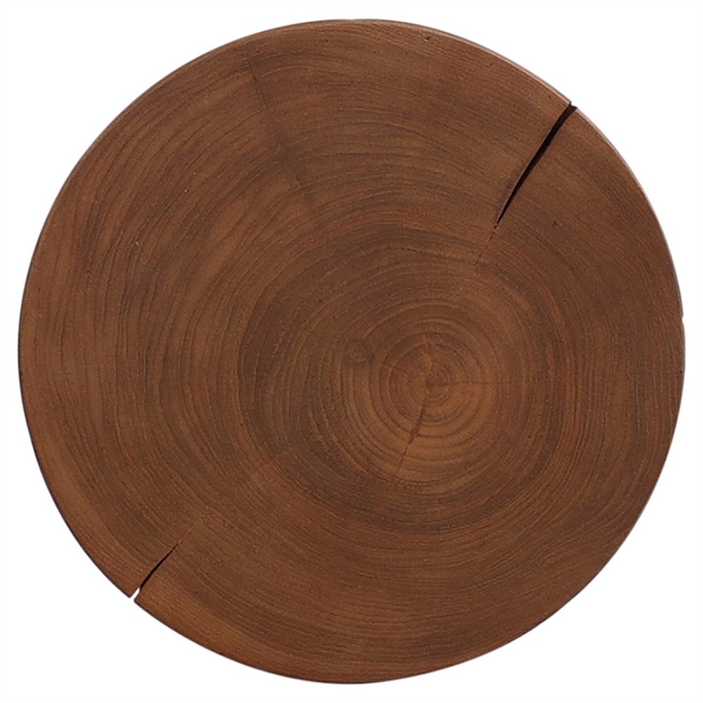 Janey Global Bazaar Natural Teak Wood Drum Outdoor Side End Table|