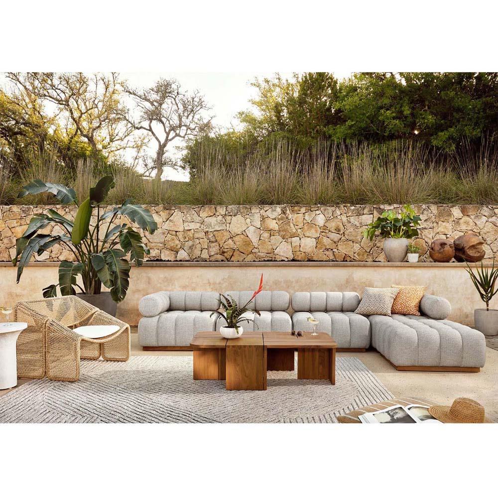 Lani Coastal Beach White Cushion Brown Woven Wicker Outdoor Lounge Chair|