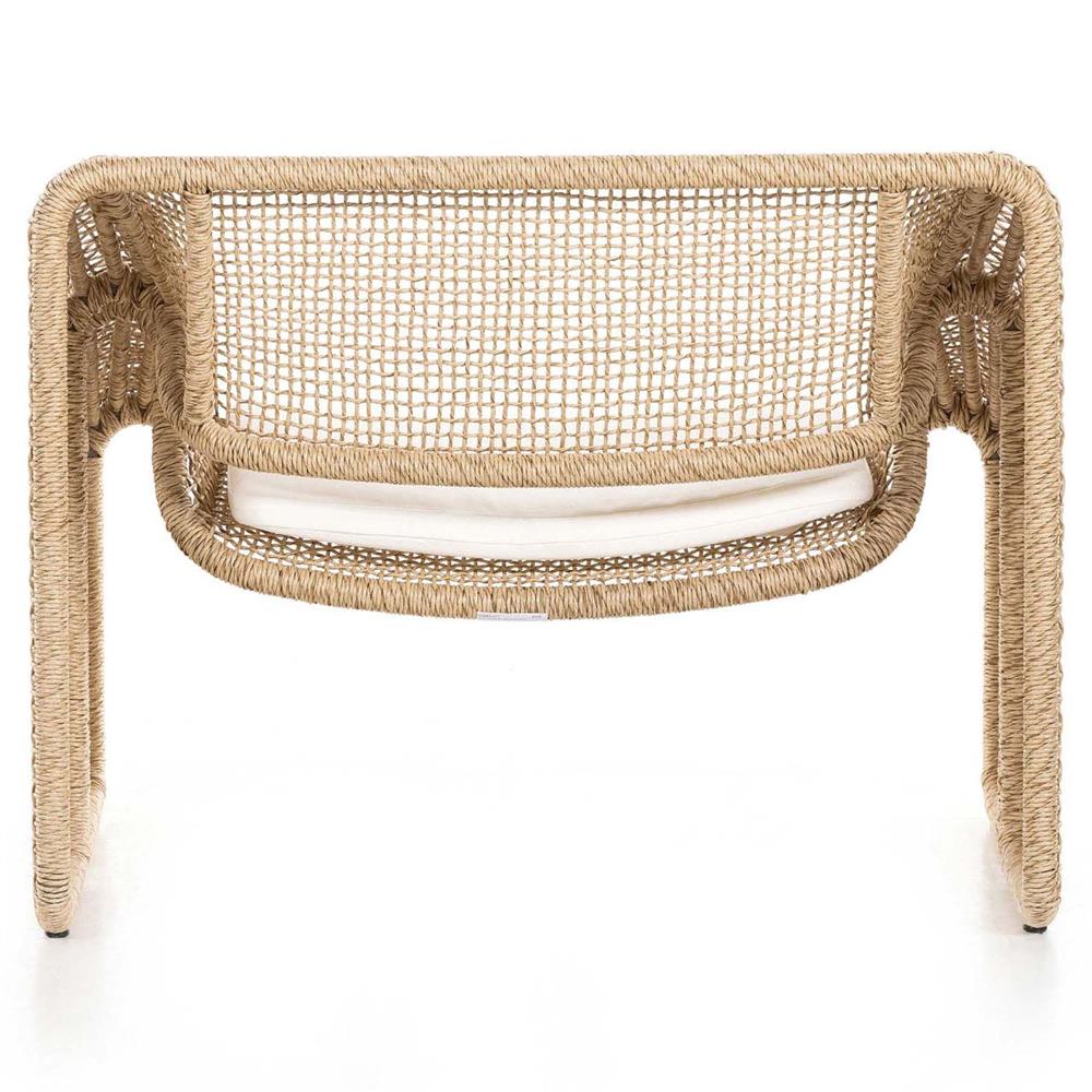 Lani Coastal Beach White Cushion Brown Woven Wicker Outdoor Lounge Chair|