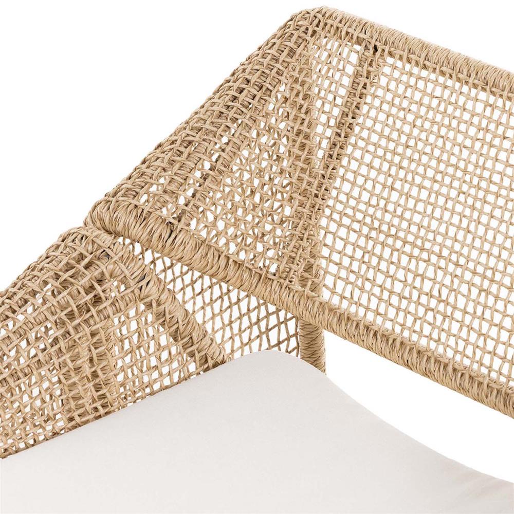 Lani Coastal Beach White Cushion Brown Woven Wicker Outdoor Lounge Chair|