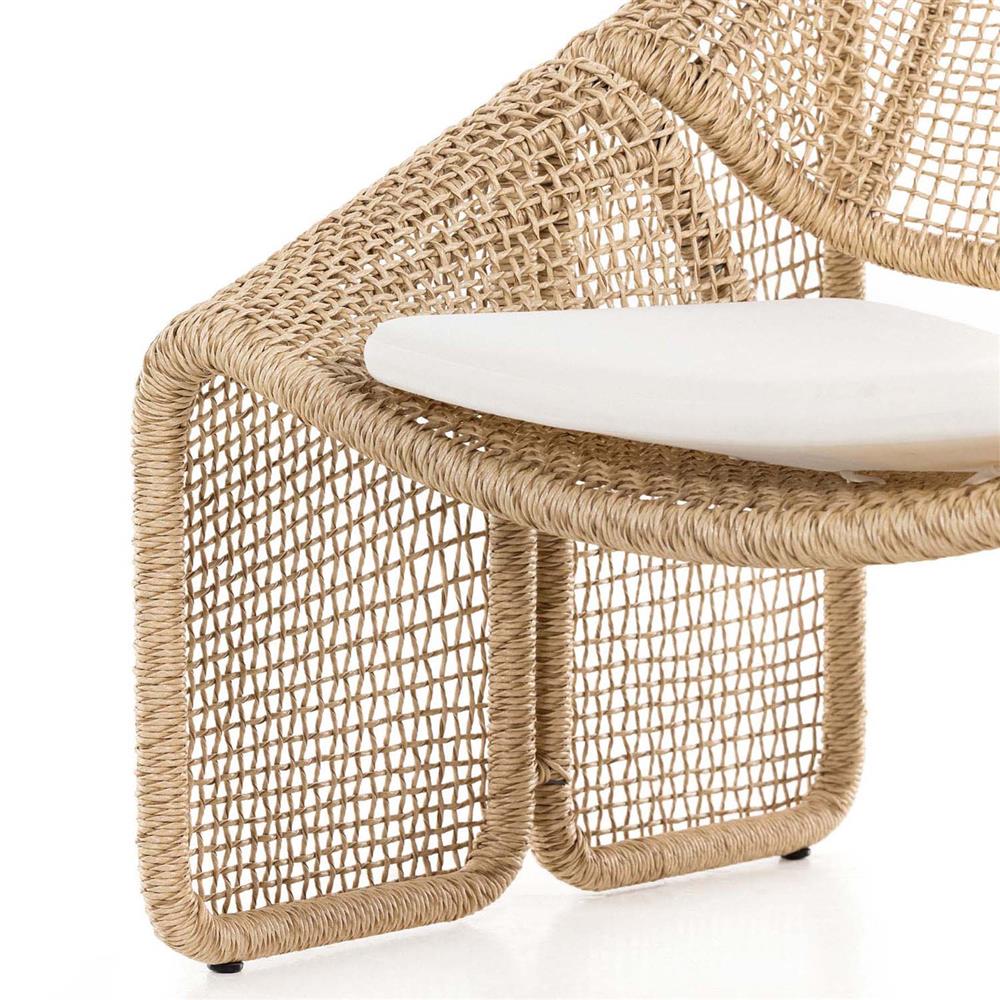 Lani Coastal Beach White Cushion Brown Woven Wicker Outdoor Lounge Chair|