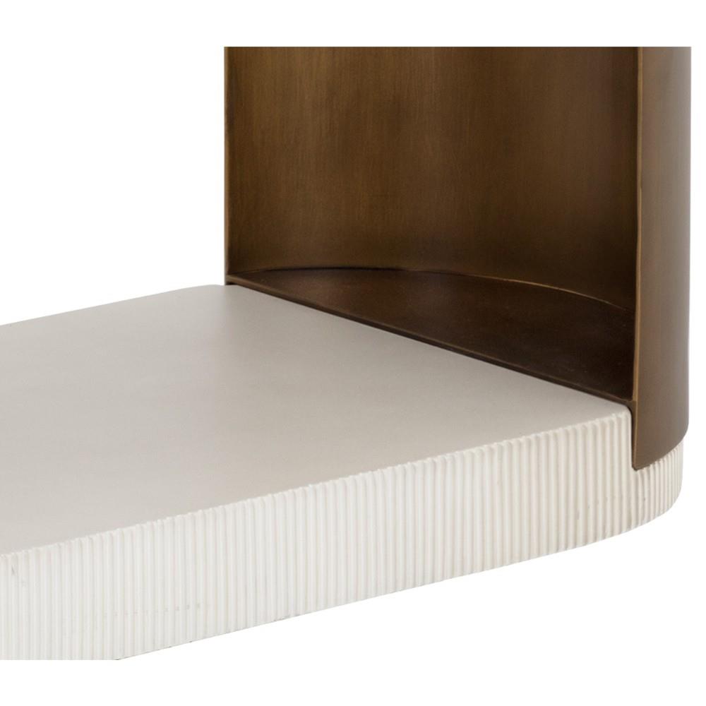 Chapman Mid Century White Concrete Brass Steel Base Outdoor Console Table|