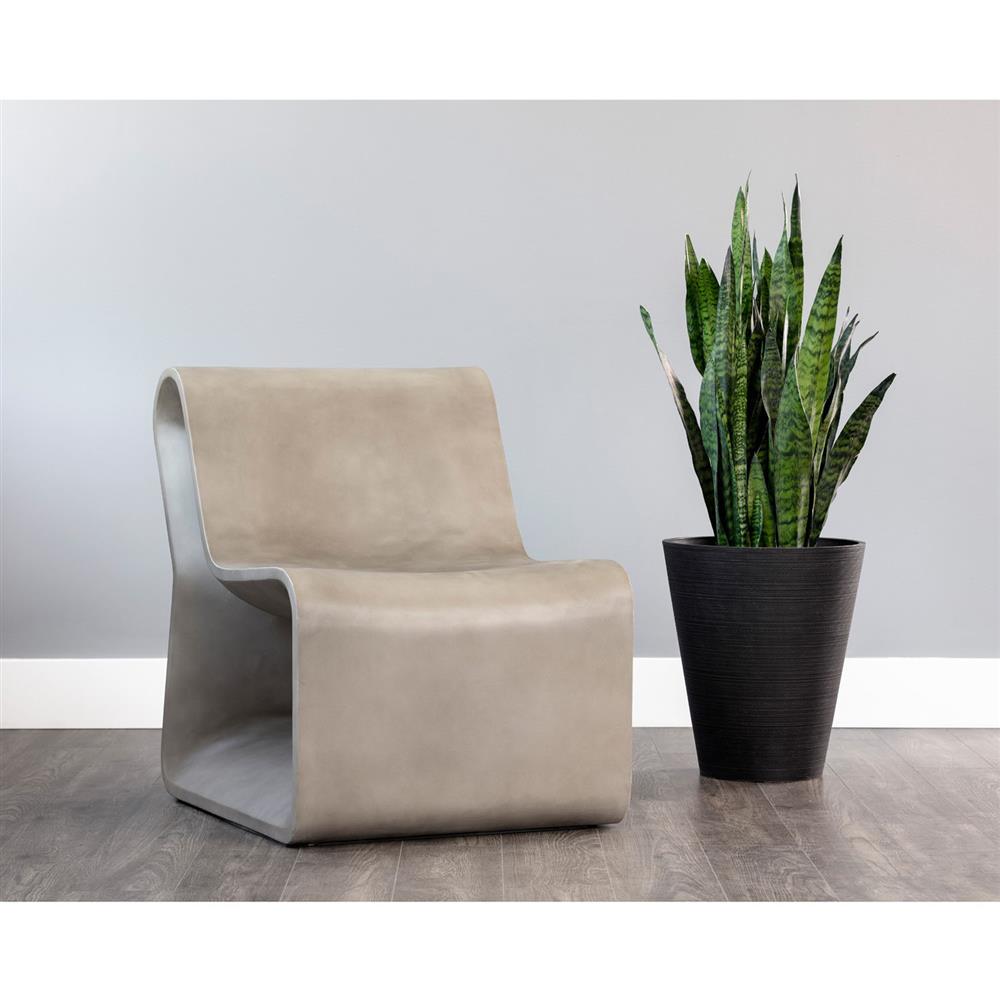 Charity Industrial Loft Grey Concrete Armless Outdoor Lounge Chair|
