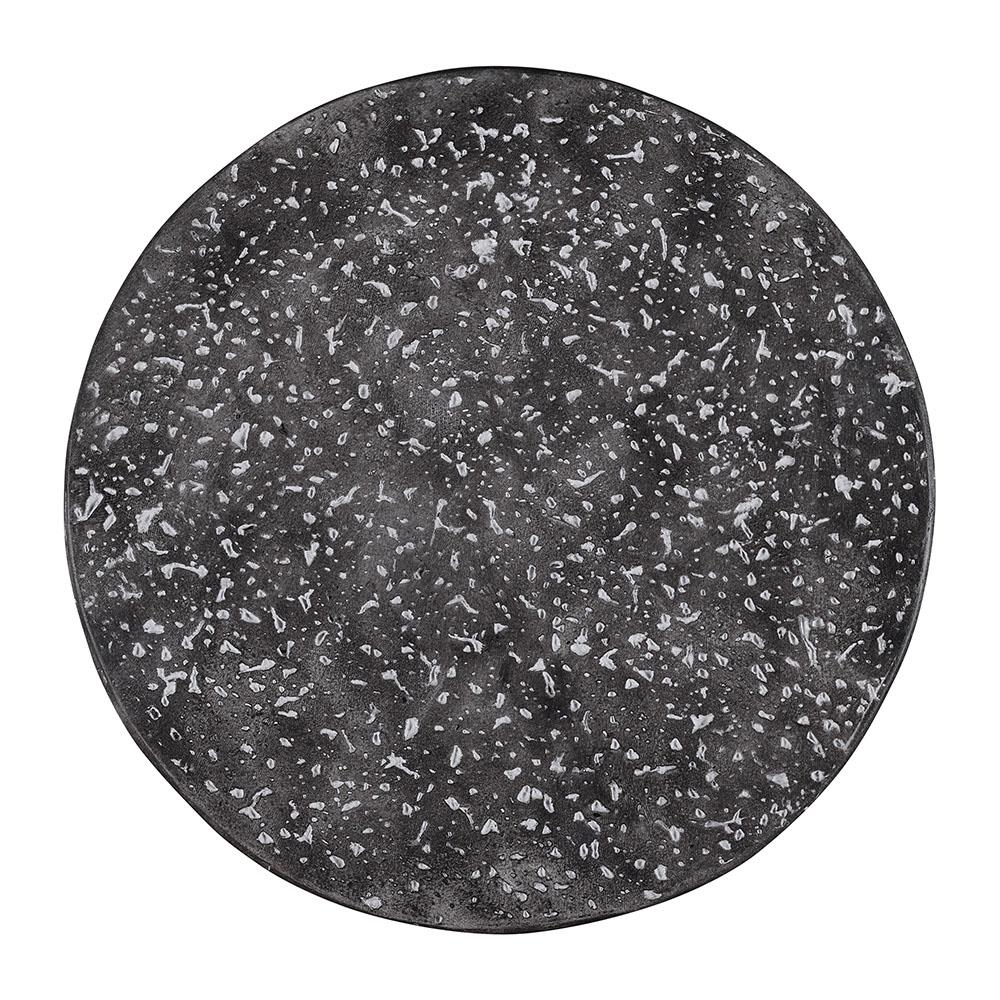 Rossan French Country Grey Cast Concrete Round Drum Outdoor Side Table|