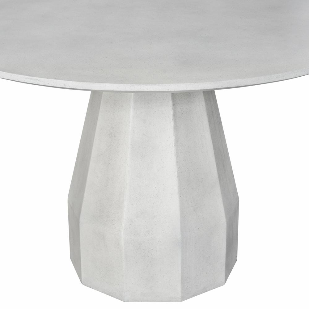 Aiden Industrial Loft White Concrete Round Pedestal Outdoor Dining Table - 47"W|