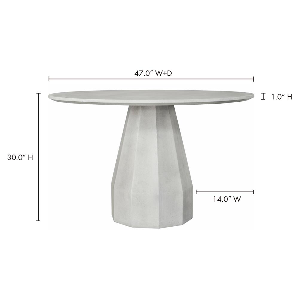 Aiden Industrial Loft White Concrete Round Pedestal Outdoor Dining Table - 47"W|