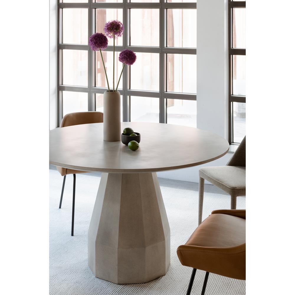 Aiden Industrial Loft White Concrete Round Pedestal Outdoor Dining Table - 47"W|