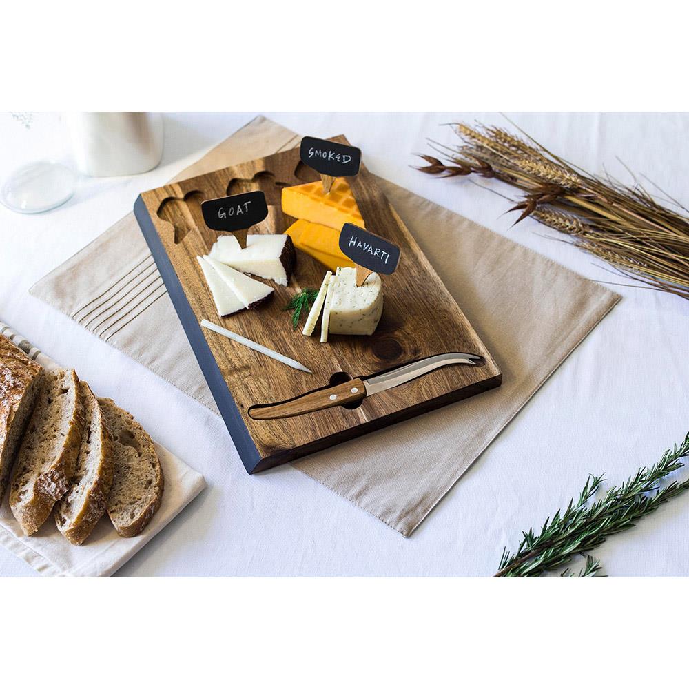 Pierre French Brown Acacia Wood Charcuterie Cheese Cutting Board Set|