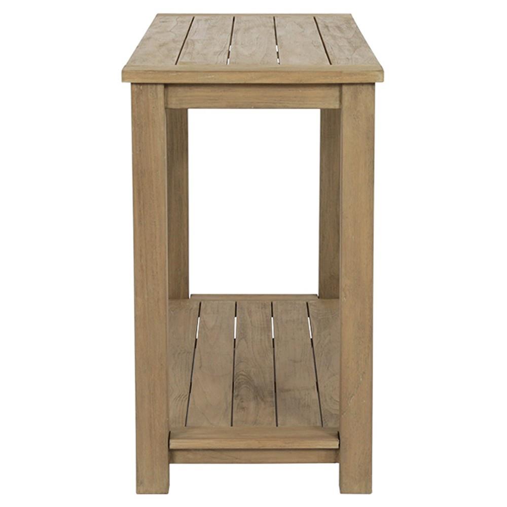 Amina Coastal Natural Teak Wood 2 Tier Outdoor Console Table|