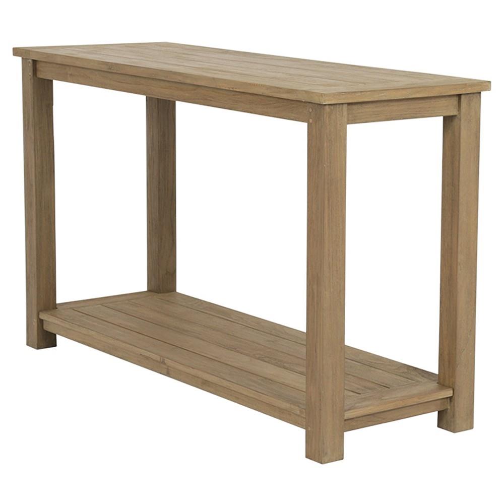 Amina Coastal Natural Teak Wood 2 Tier Outdoor Console Table|