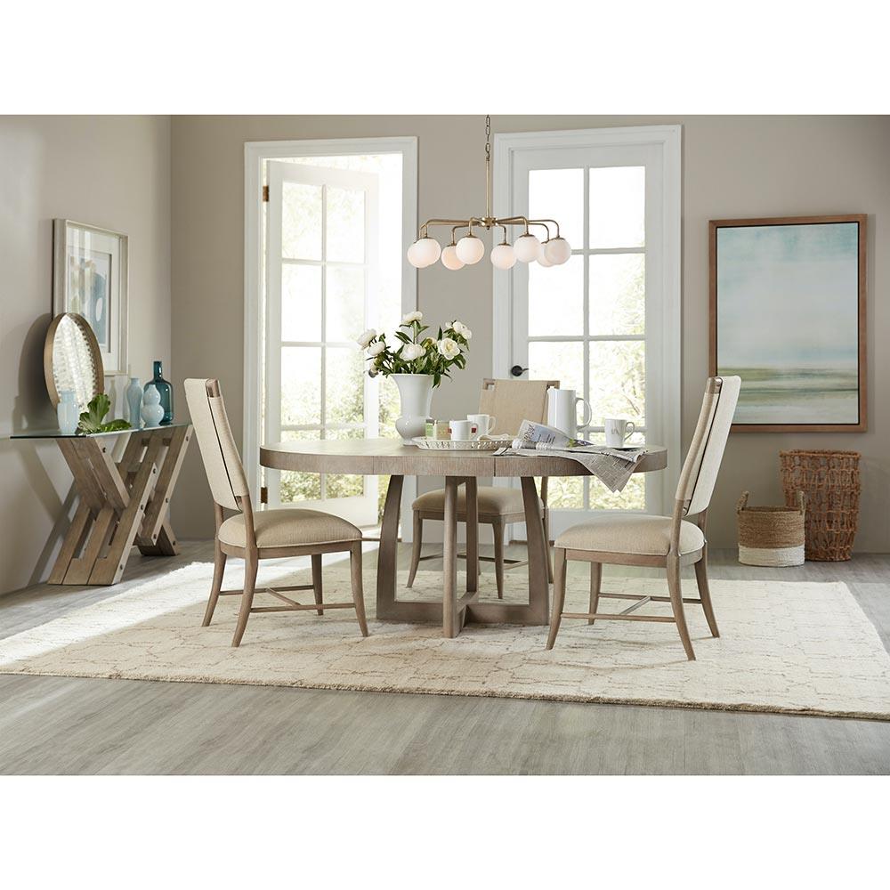 Amelia French Country Grey Oak Wood Round Extendable Dining Table - 48-66  \, image size:1000x1000