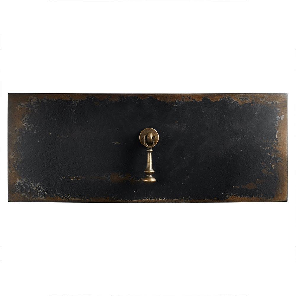 Harley French Country Distressed Black Maple Wood Brass Pull 3 Drawer Nightstand|