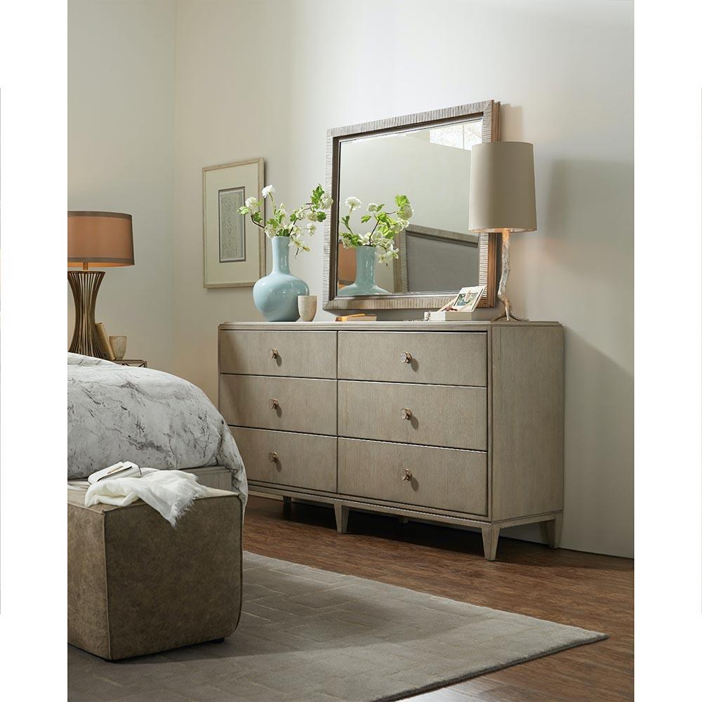 Alexa Modern Classic Grey Walnut Wood 6 Drawer Double Dresser|