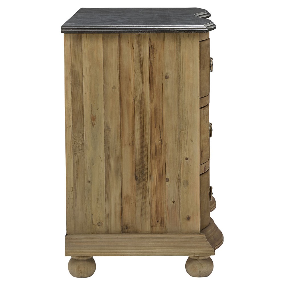 Indigo Rustic Lodge Grey Stone Top Brown Wood 3 Drawer Dresser|
