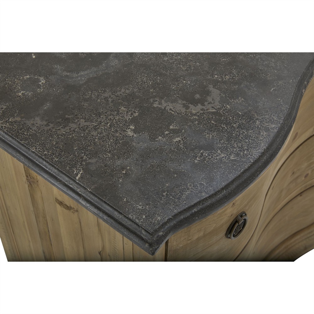 Indigo Rustic Lodge Grey Stone Top Brown Wood 3 Drawer Dresser|