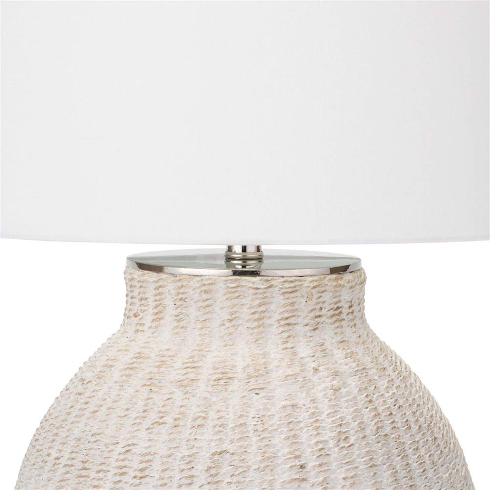 Hobi White Washed Woven Rattan Bedside Table Lamp|