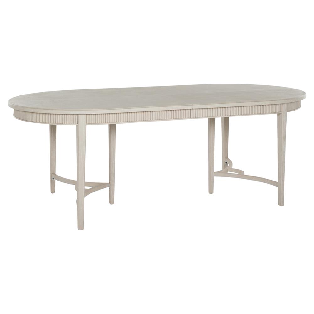 Whitlock White Wood Patterned Extendable Oval Dining Table - 86-106"W|