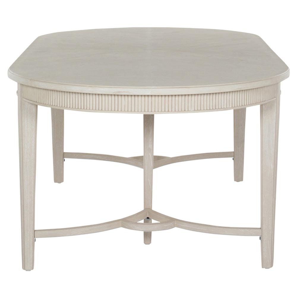 Whitlock White Wood Patterned Extendable Oval Dining Table - 86-106"W|