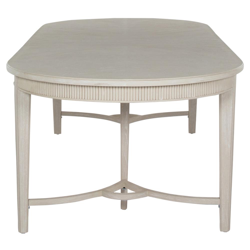 Whitlock White Wood Patterned Extendable Oval Dining Table - 86-106"W|
