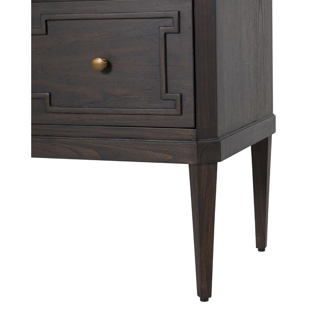 Glenwood French White Marble Top Dark Brown Wood Nightstand|