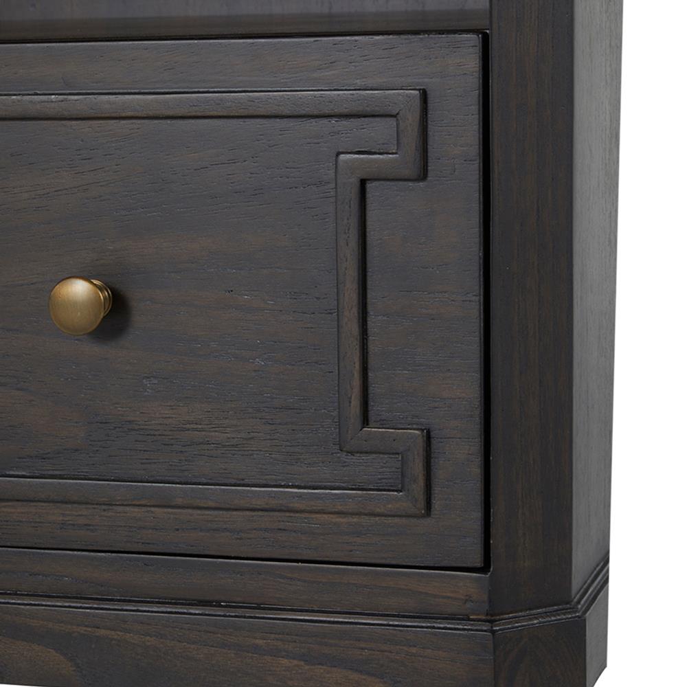 Glenwood French White Marble Top Dark Brown Wood Nightstand|
