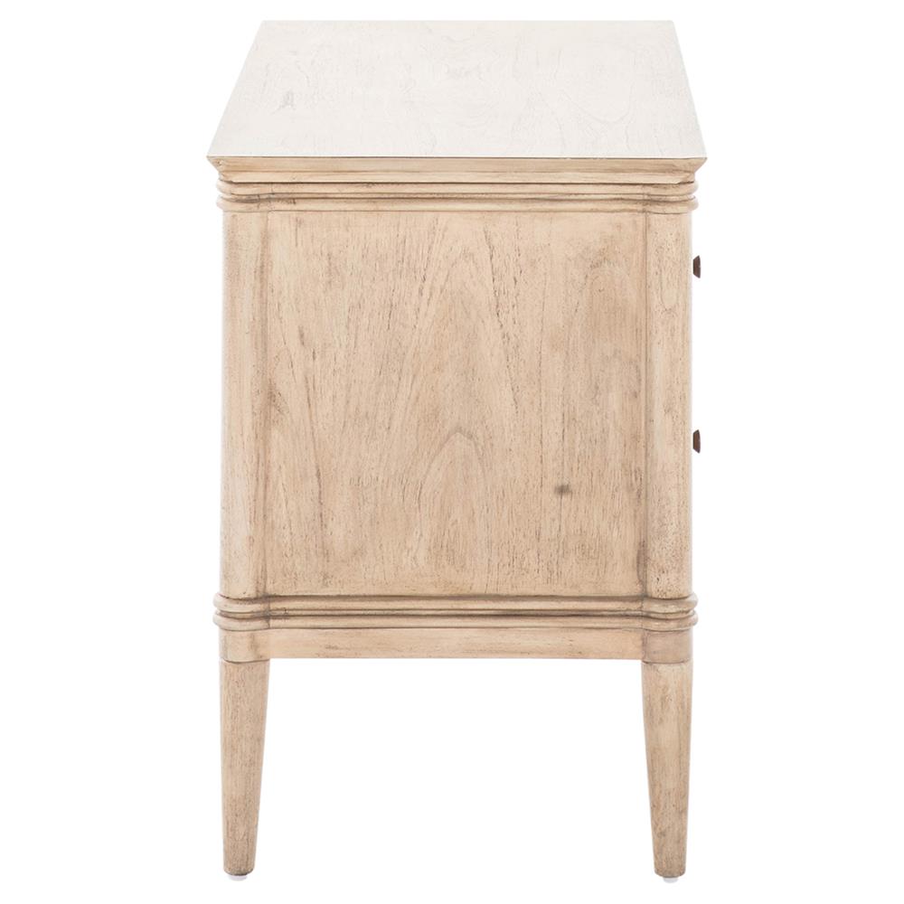 Linnea Updated Traditional Beige Oak Wood Nightstand|