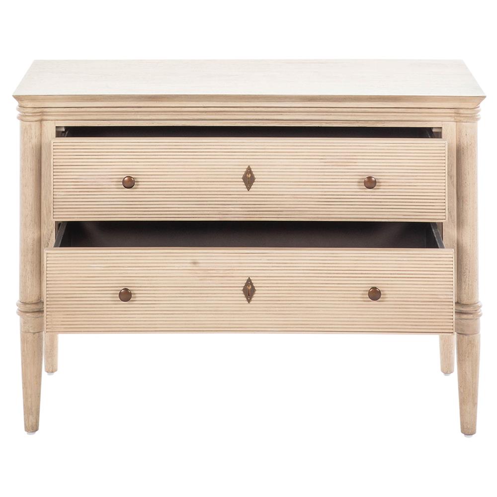 Linnea Updated Traditional Beige Oak Wood Nightstand|
