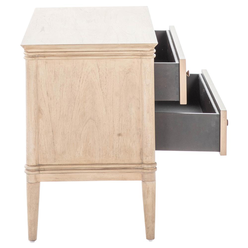 Linnea Updated Traditional Beige Oak Wood Nightstand|