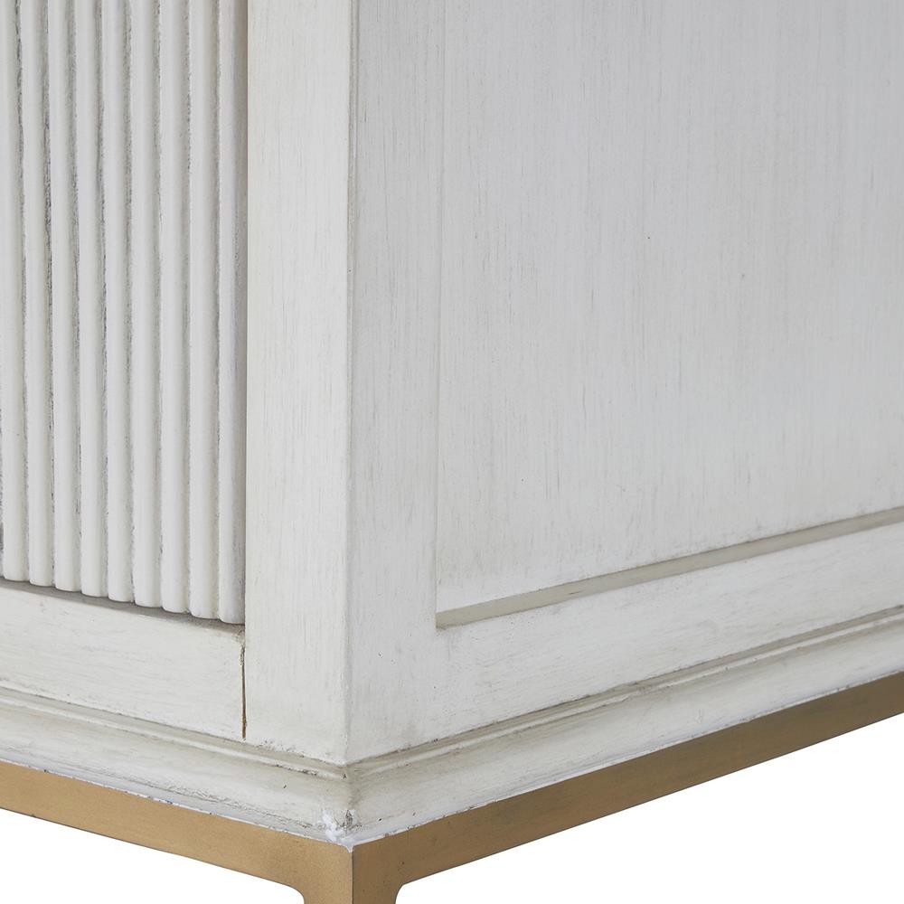 Riggs French Country White Ribbed Oak Wood 2 Drawer Nightstand|