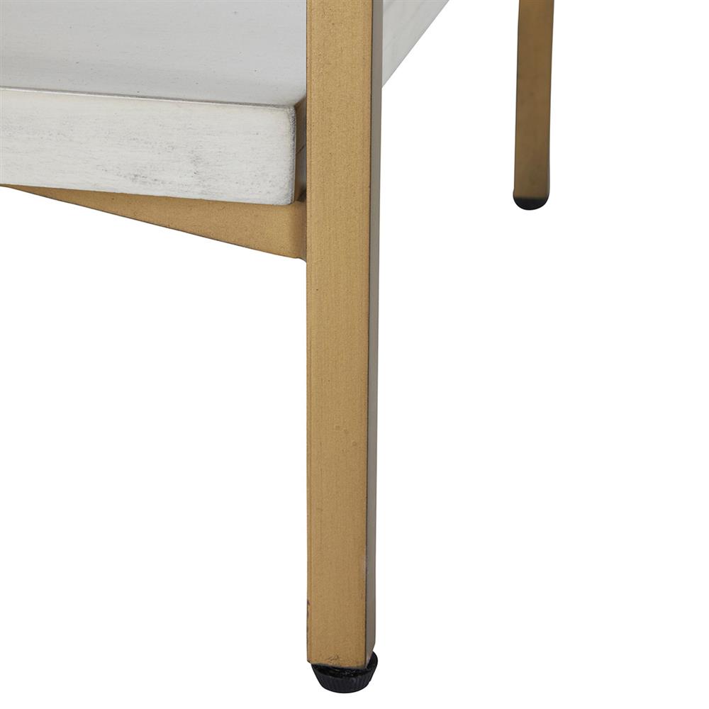 Riggs French Country White Ribbed Oak Wood 2 Drawer Nightstand|