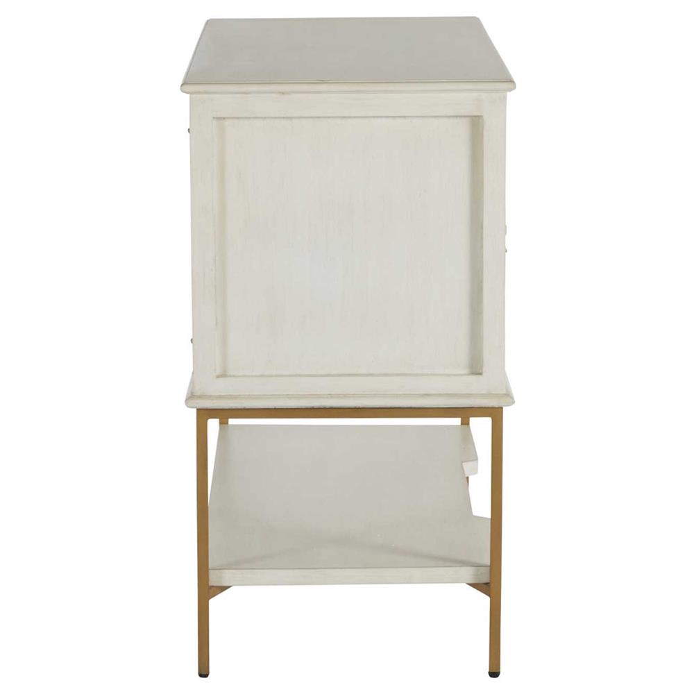 Riggs French Country White Ribbed Oak Wood 2 Drawer Nightstand|