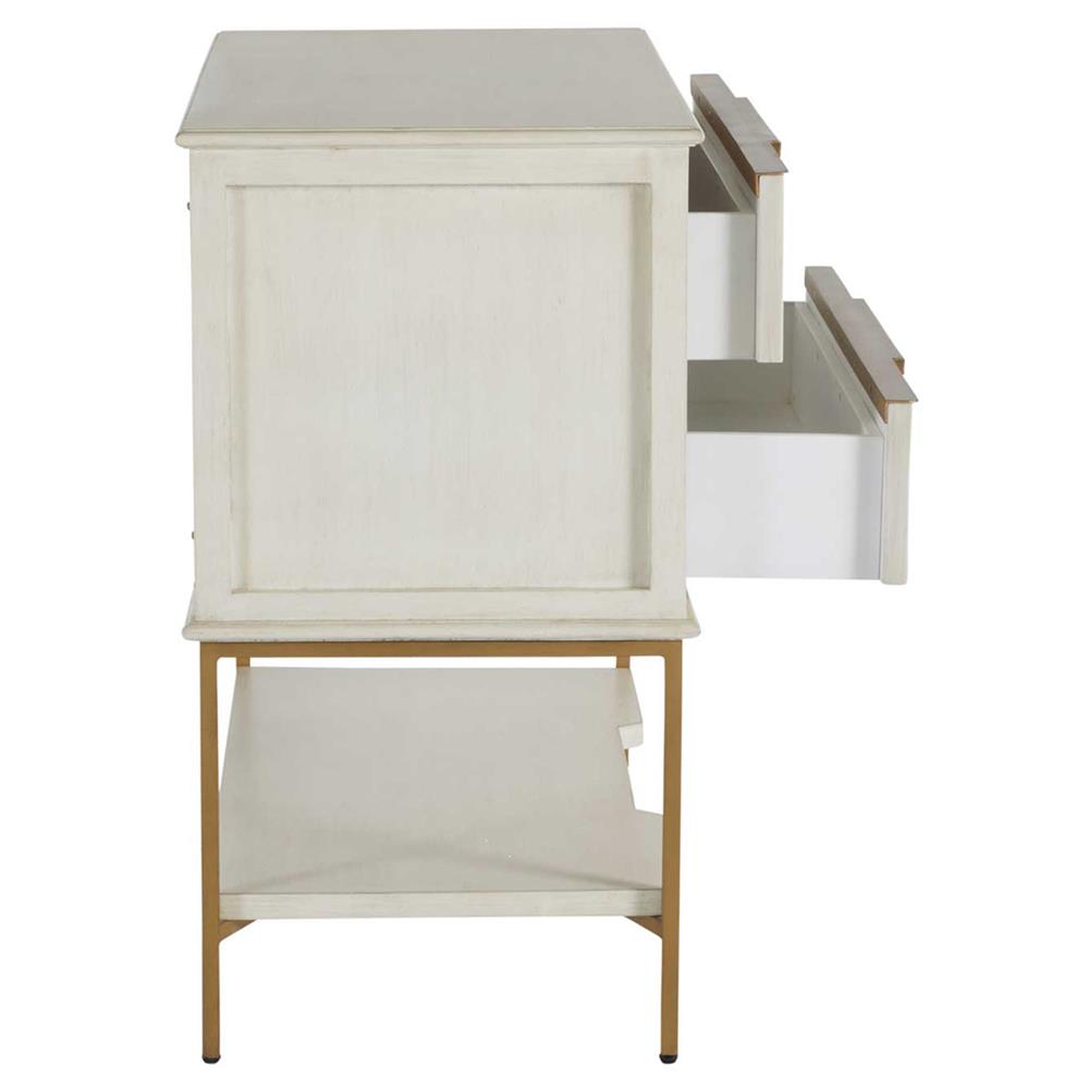 Riggs French Country White Ribbed Oak Wood 2 Drawer Nightstand|