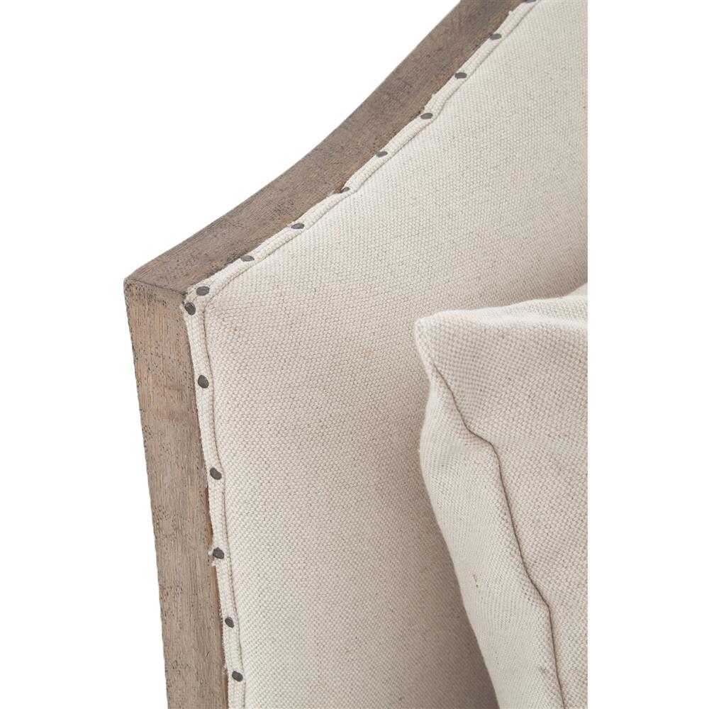 Sabine French Country Natural Linen Weathered Oak Bench Daybed|