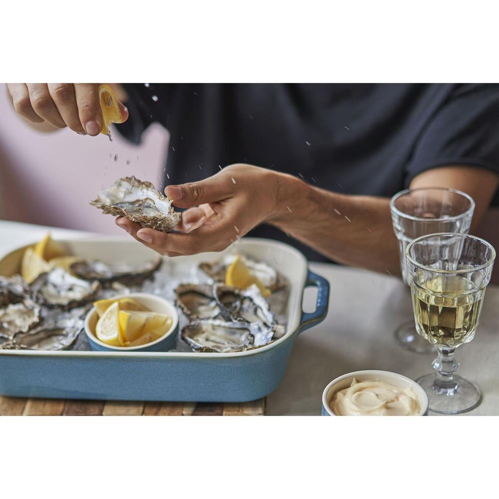 Staub Modern Classic Turquoise Blue Ceramic Rectangular 3 Piece Baking Dish Set|