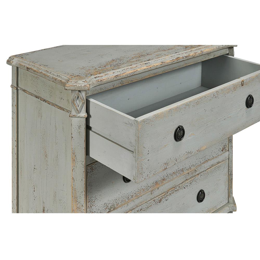 Ava French Country Distressed Grey Reclaimed Pine Wood 3 Drawer Bachelors Chest|