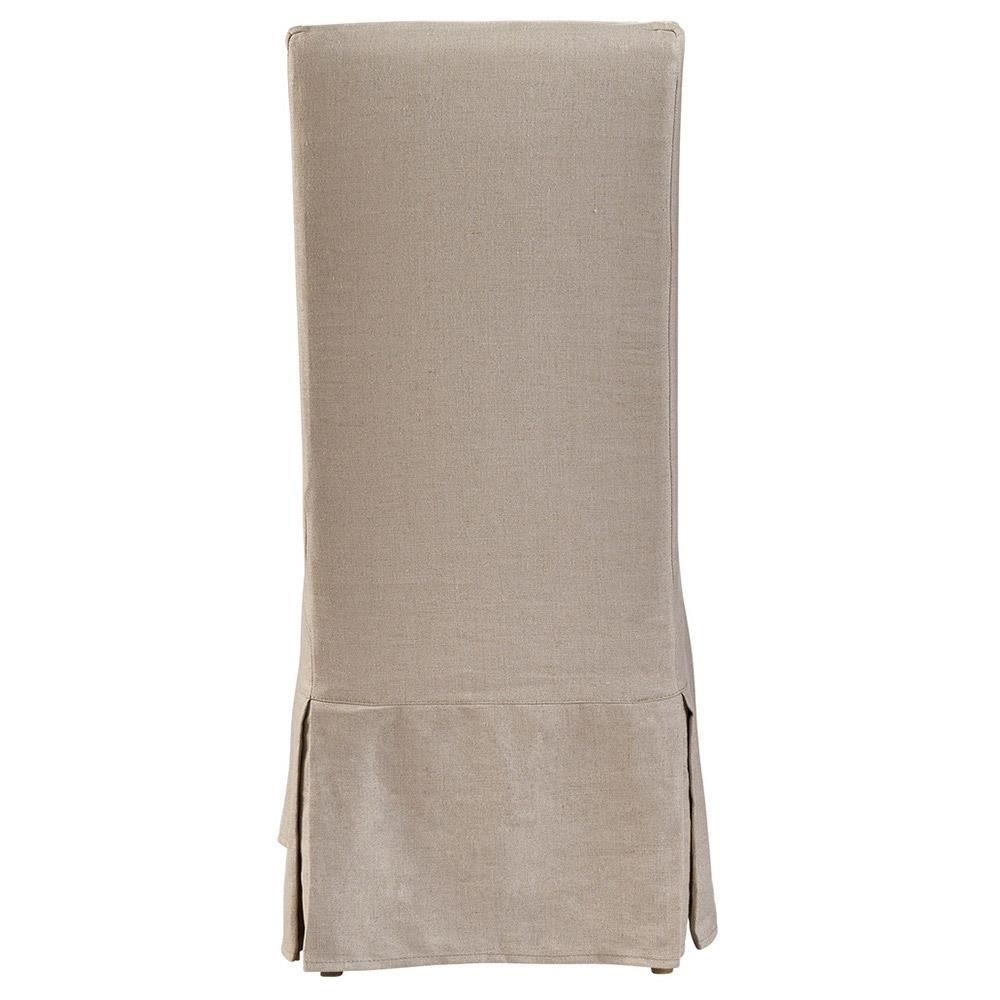 Luna French Country Beige Slipcovered Oak Wood Parsons Dining Chair|