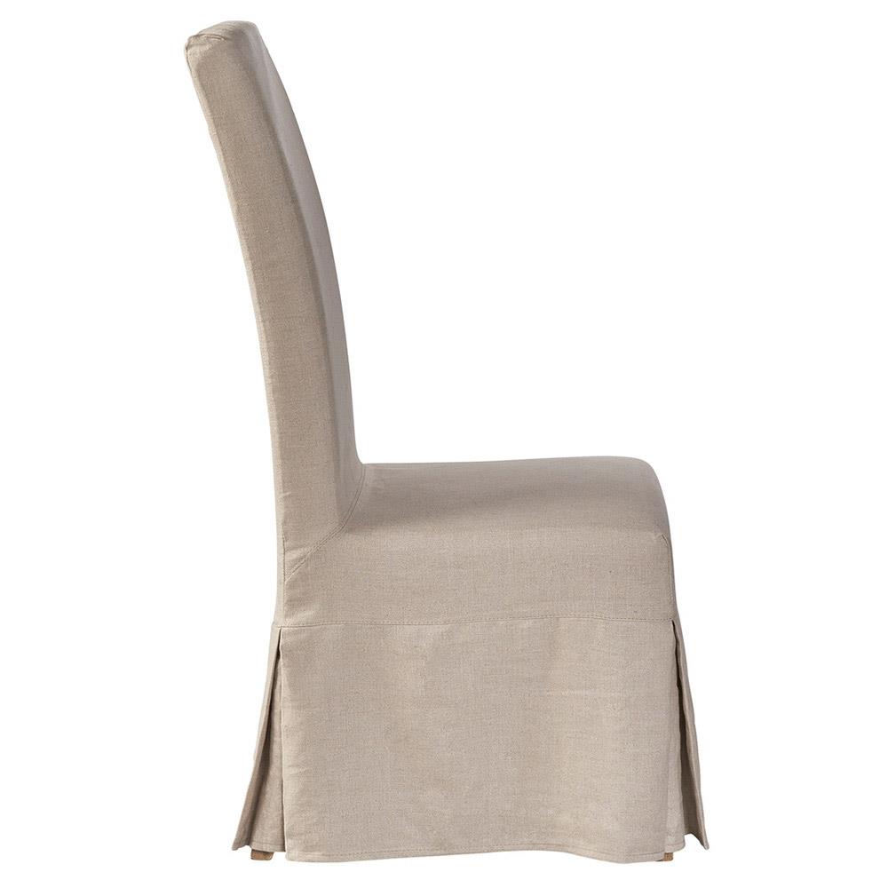 Luna French Country Beige Slipcovered Oak Wood Parsons Dining Chair|