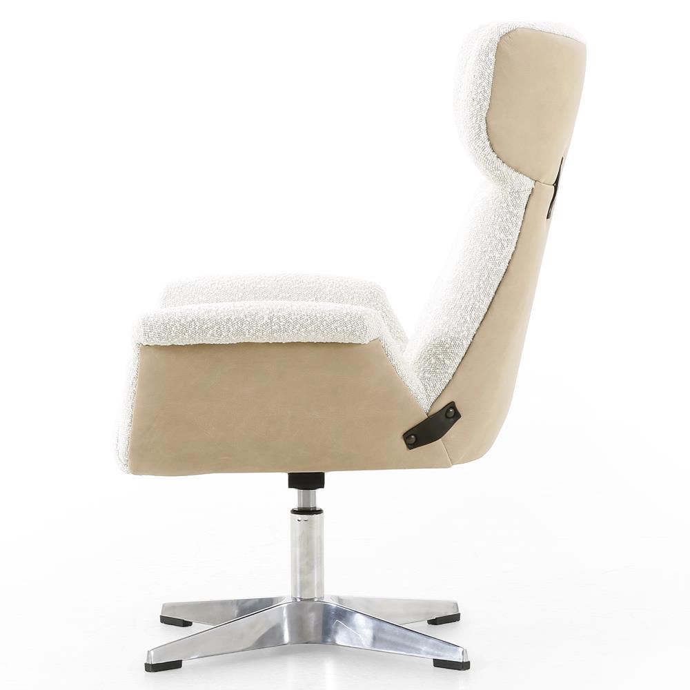 Celine Modern White Upholstered Boucle Silver Aluminum Base Adjustable Office Chair|