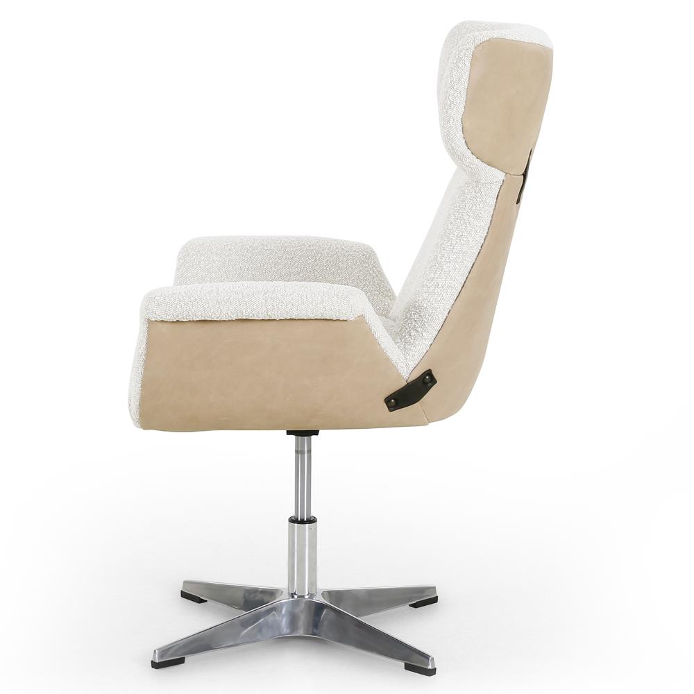 Celine Modern White Upholstered Boucle Silver Aluminum Base Adjustable Office Chair|