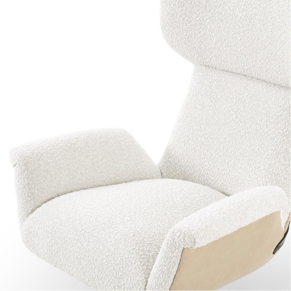 Celine Modern White Upholstered Boucle Silver Aluminum Base Adjustable Office Chair|