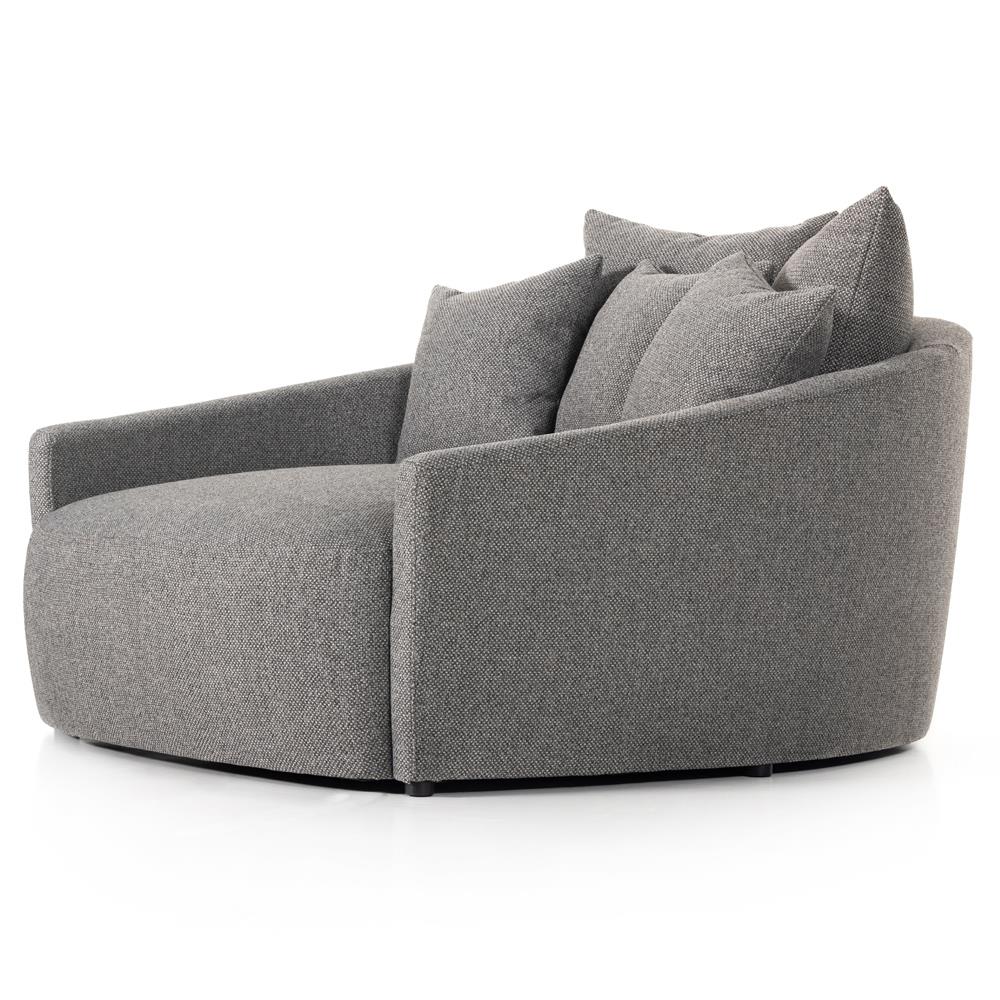 Louisa Modern Classic Grey Upholstered Round Sofa - 62"W|