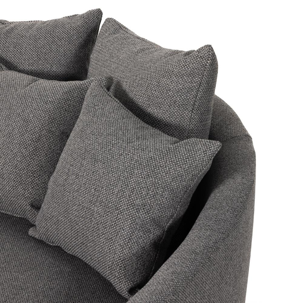 Louisa Modern Classic Grey Upholstered Round Sofa - 62"W|