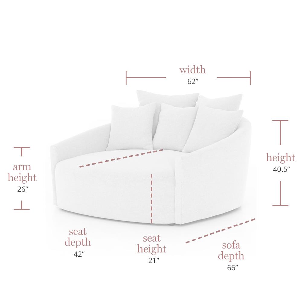 Louisa Modern Classic Grey Upholstered Round Sofa - 62"W|