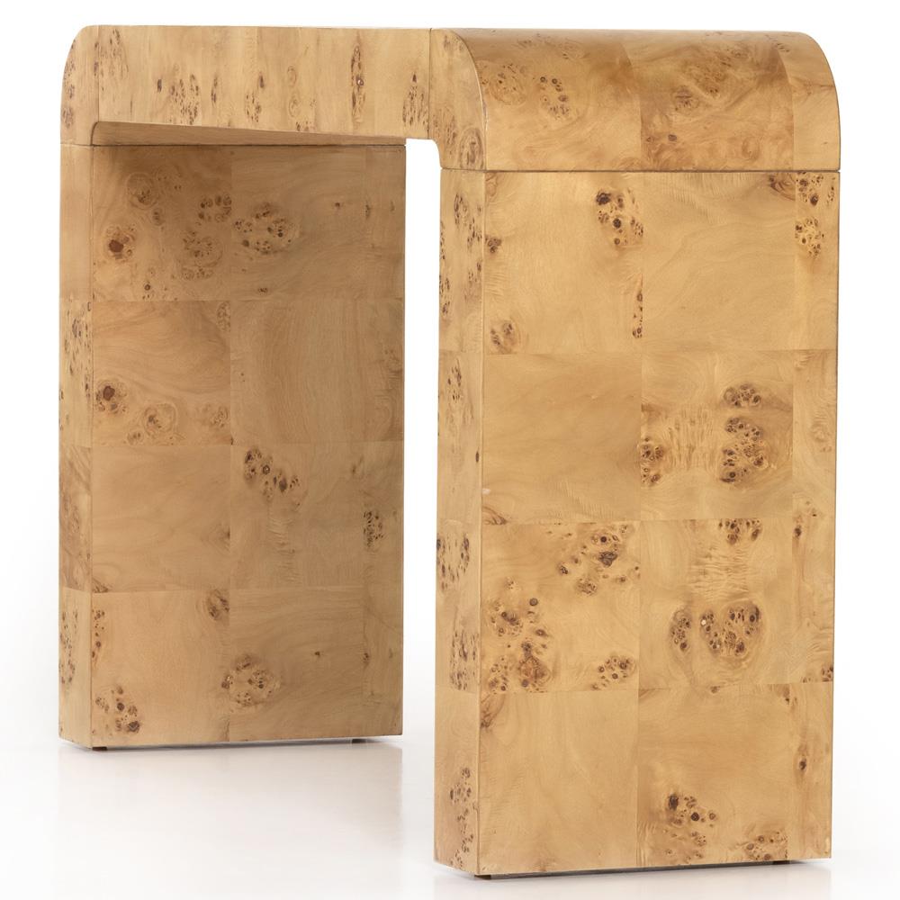 Cynthia Rustic Lodge Natural Brown Burl Wood Rectangular Console Table|