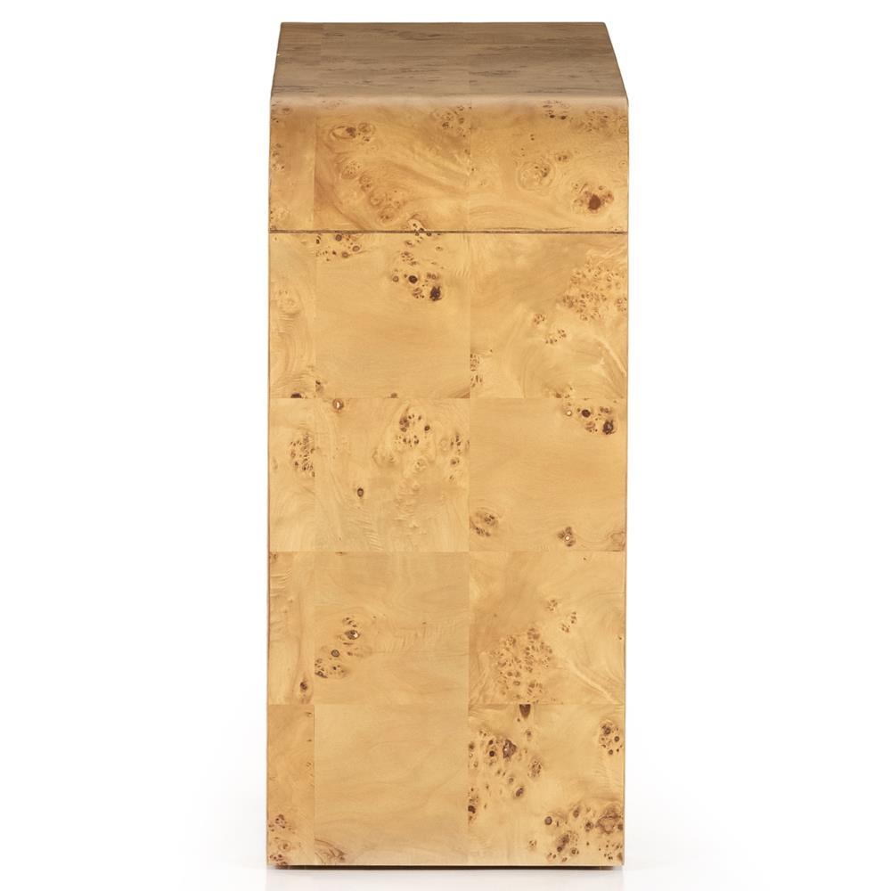 Cynthia Rustic Lodge Natural Brown Burl Wood Rectangular Console Table|