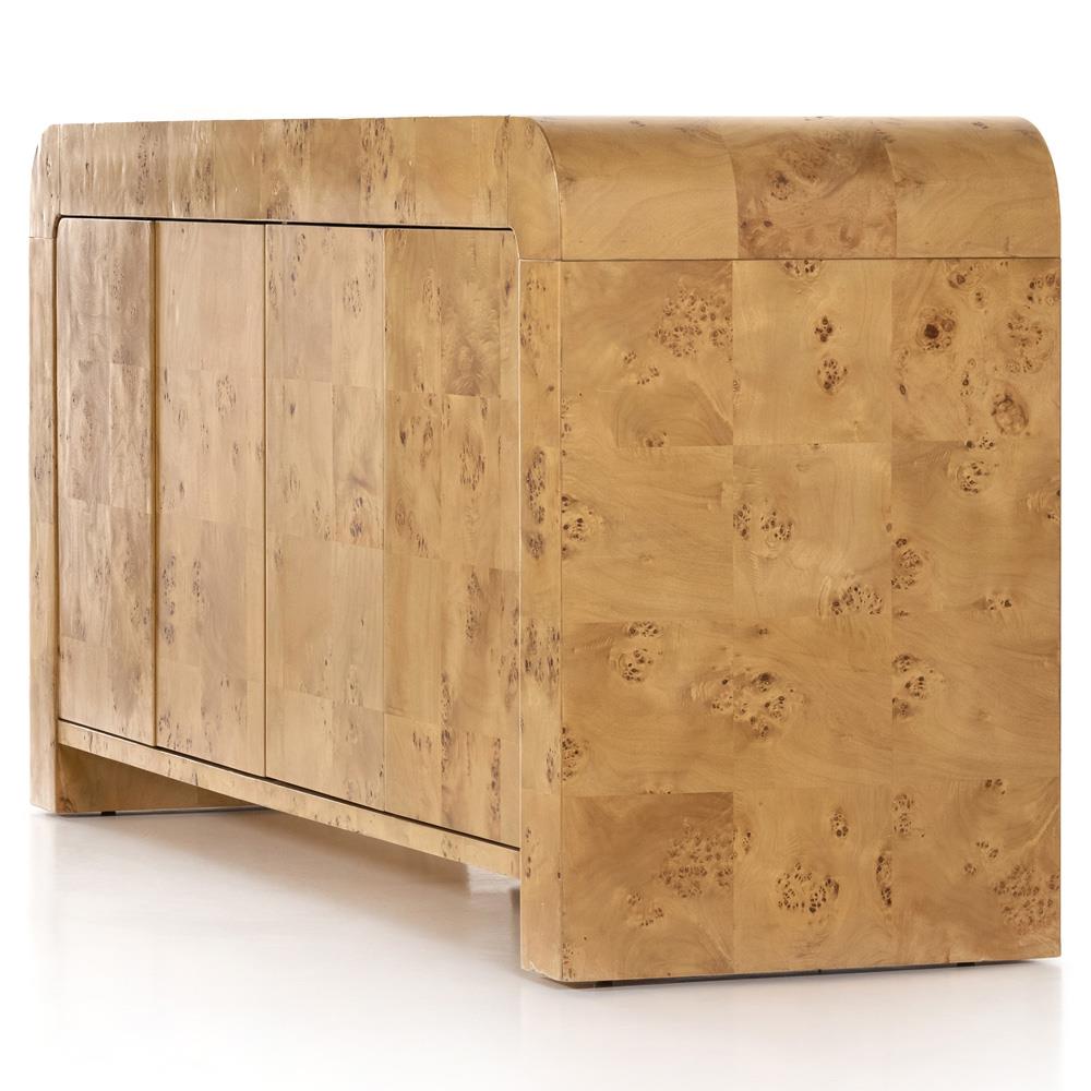 Cynthia Rustic Natural Brown Burl Wood Rectangular 4 Door Media Console - 65"W|